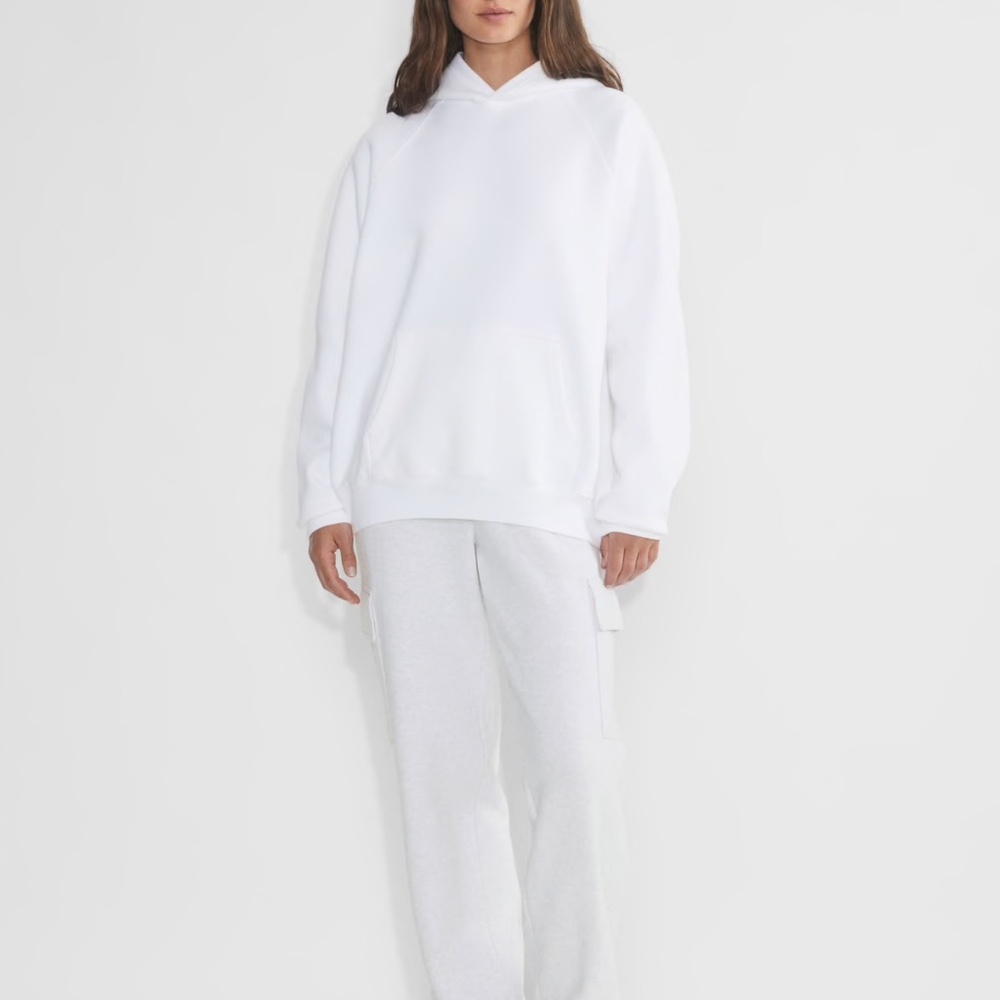 Aritzia swearfleece mega fit white hoodie
